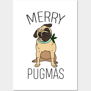 Merry Pugmas Christmas Pug Posters and Art